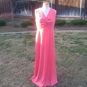 Vintage Pink Maxi Dress Long Sleeveless